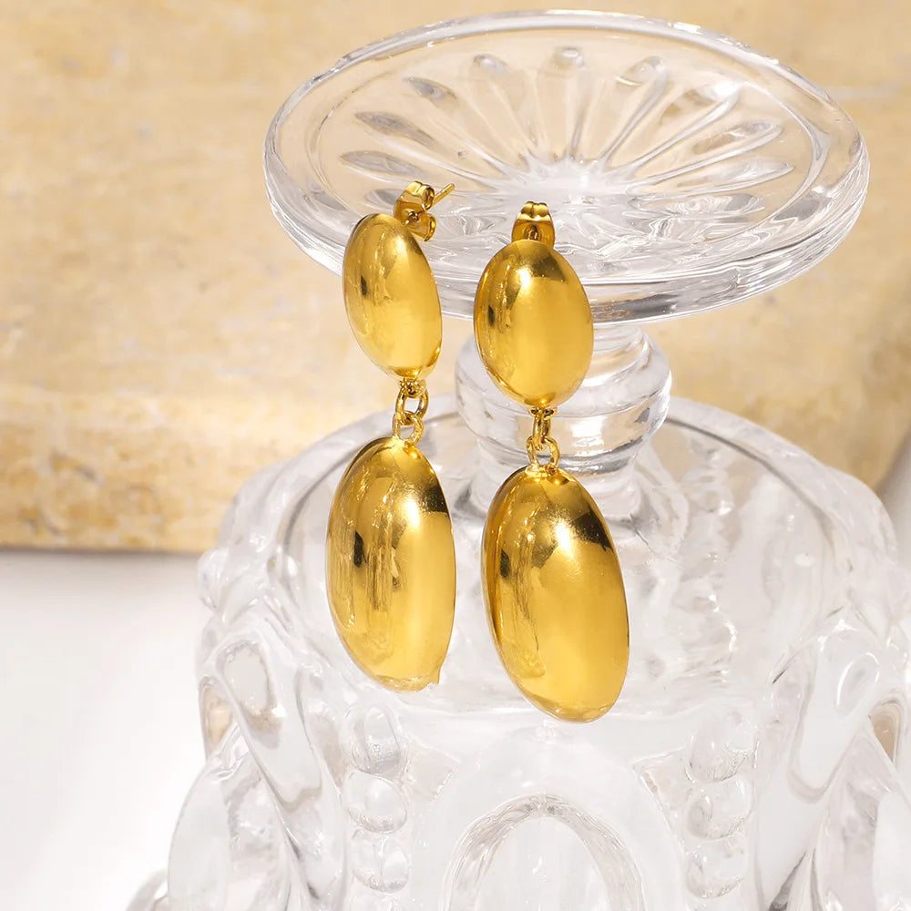 Women's Stainless Steel 18K Gold Plated Waterproof Geometric Water Drop Shape Drop Earrings Party Jewelry Gift Spring 2025