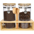 Kitchen Coffee Beans Storage Containers Glass Storage Kitchen Bottles Rack Jars with Bamboo Lid Food Glass Jar with Stand