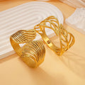 Wholesale Jewelry 18K Gold Plated Stainless Steel Statement Bracelet Fashionable Waterproof Leaves Leaf Chunky Bangle for Women