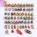 JF8762 Vintage Asian Style Blue Enamel Matte Gold Cloisonne Cylinder BeadsOm Mani Padme Hum Cloisonne Drum Tube Prayer Jewelry