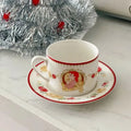 L French Red Rose Flower Coffee Cup Saucer Ins Afternoon Tea Dessert Plate