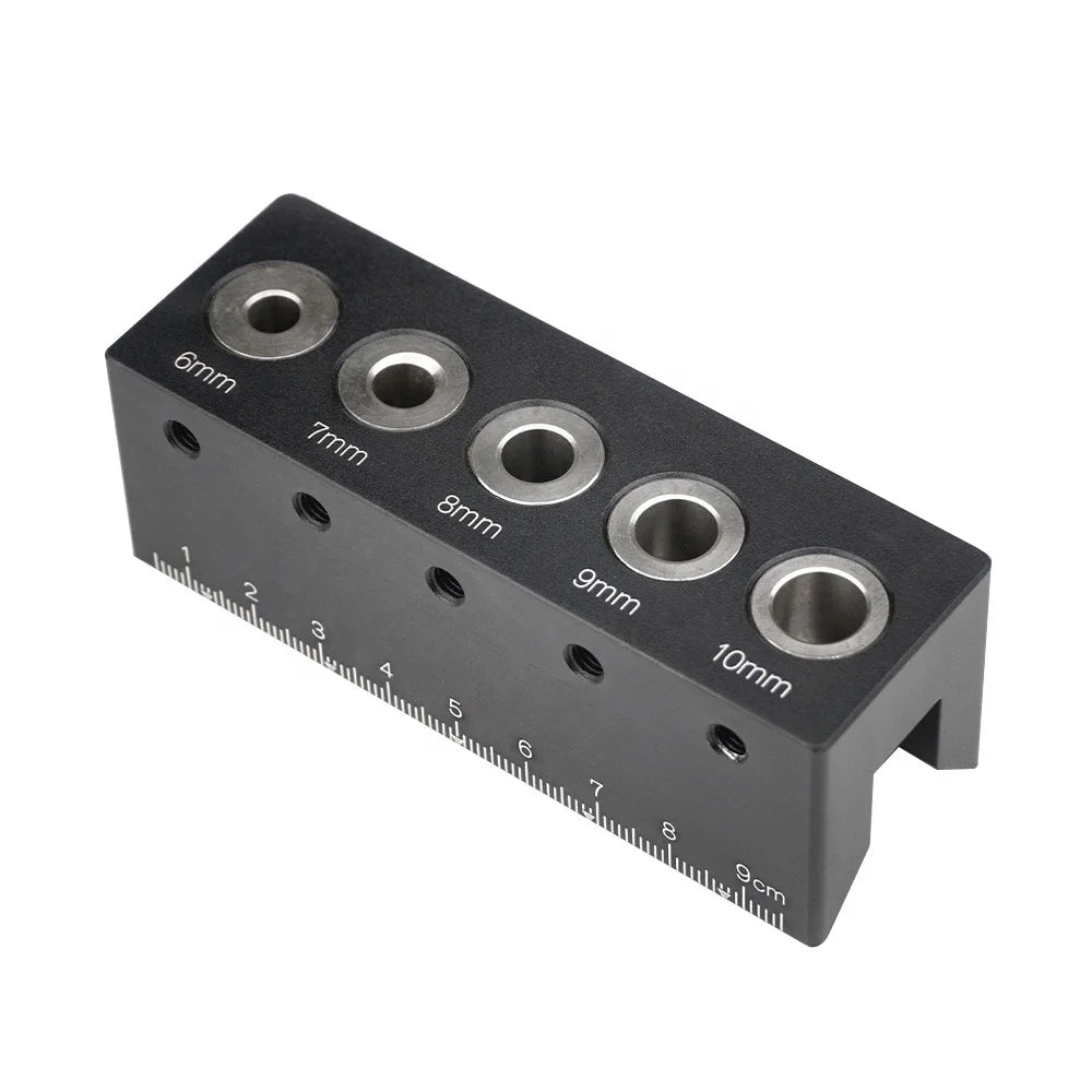 V-Shaped Drill Guide Doweling Jig Woodworking Joints Tools with 6/7/8/9/10mm Step Bushings
