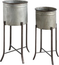 Wholesale Indoor Outdoor Farmhouse Trough Planter Antique Metal Frame Galvanized Flower Pot Wrought Iron Plant Stand