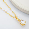 925 Sterling Silver Rose Cut Drop Pendant Women Rainbow Moonstone Crystal Necklace
