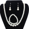 2022 New 3PCS Retro Jewelry Delicate Beaded Earrings Bracelet Set Fashion Faux Pearls Necklace for Women