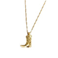 AA00506 Brass Gold Plated Choker Necklace Cowboy Boot Necklace for Women