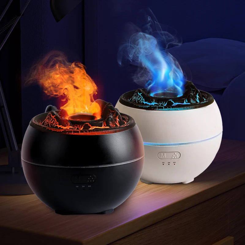 Small USB Ultrasonic Volcano Cool Mist Mini Humidifier Colorful 7 Color LED Light Desk Portable Aroma Essential Oil Diffuser