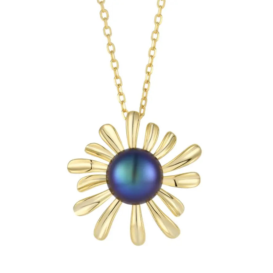 Summer 18K Gold Plated Purple Freshwater Pearls 925 Sterling Silver Necklace Jewelry for Women