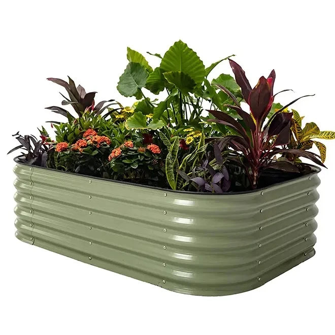 Wholesale 17" Tall   Raised Garden Bed Kits Galvanized Raised Bed Planter Box Outdoor for Vegetables Flowers Herbs