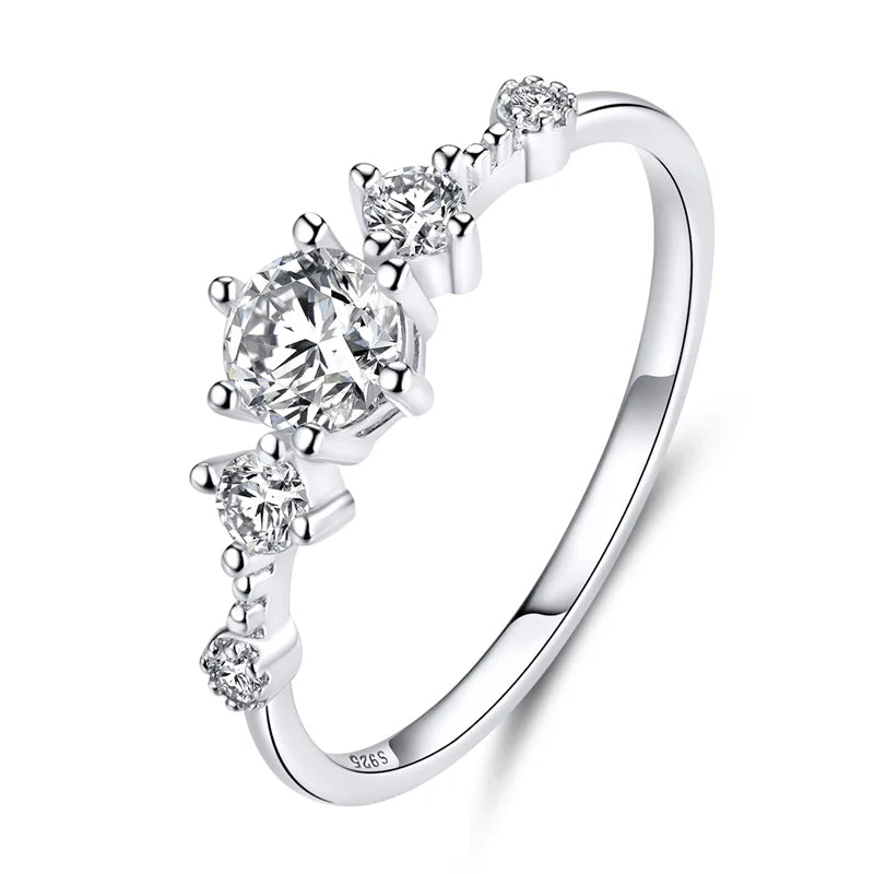 Finger Rings S925 Sterling Silver with Cubic Zirconia Jiangyuan Solid 925 Dazzling Sparkling Engagement CLASSIC Gemstone Rings