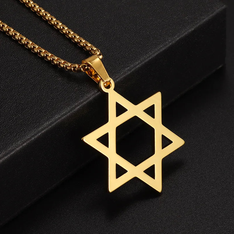 2024 Hot Selling Hollow-out Hexagram Star Pendant Necklace Stainless Steel Stars for Women and Men for Wedding Accessories