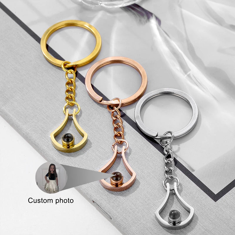Stainless Steel Square Plate Keychain Can Be Customized With Photos and Text Simple Projection Keychain Accept Customization