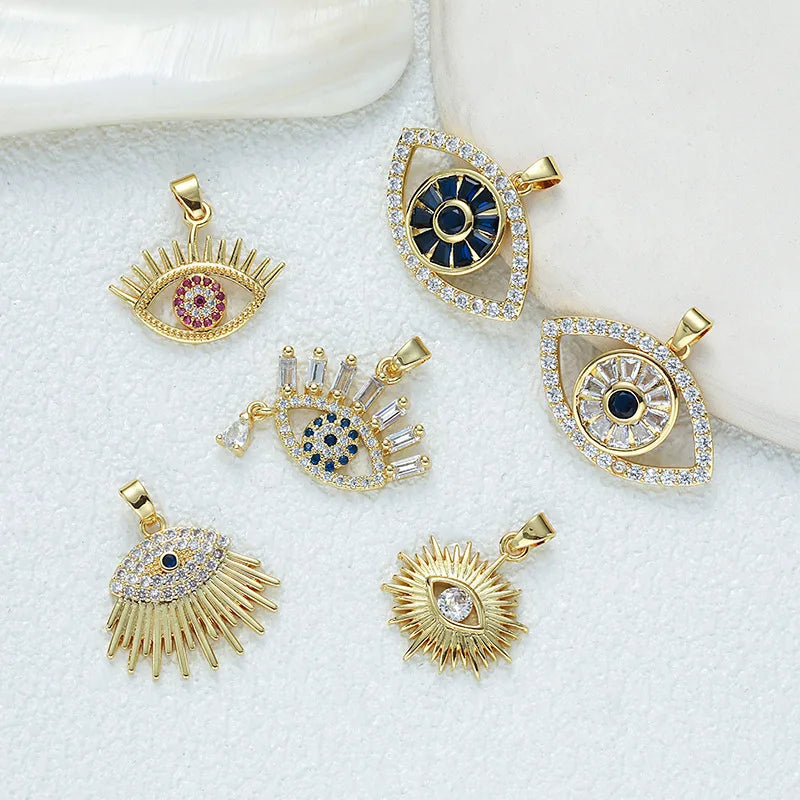 Hot Sale Celebrity Evil Eye Accessories Brass Gold-plated Durable Micro-inlaid Zircon Pendant Jewelry Accessories