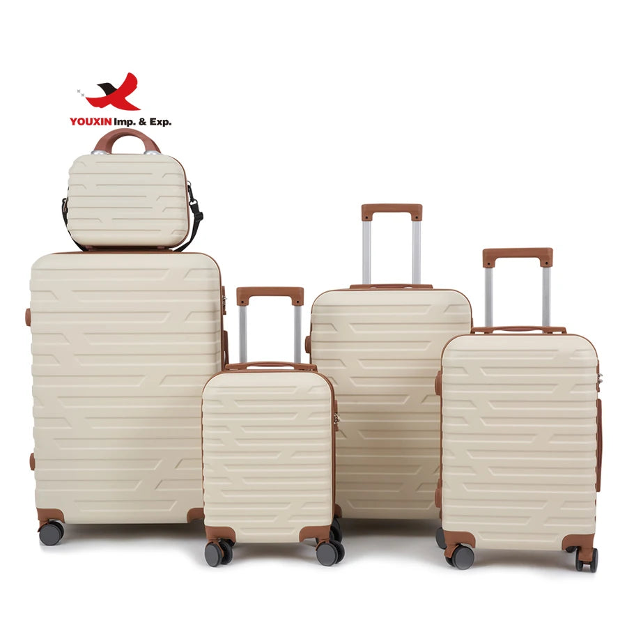 ABS Travel Luggage Sets 5 Piece Carry on Travel Bags Luggage Suitcase Set with Wheels Hardshell Luggage Bag