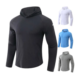 OEM & ODM Printed Long Sleeve Hooded Mens Gym Hoodie Quick Dry Polyester Sports Wear With Custom Logo Breathable Blank Clothing