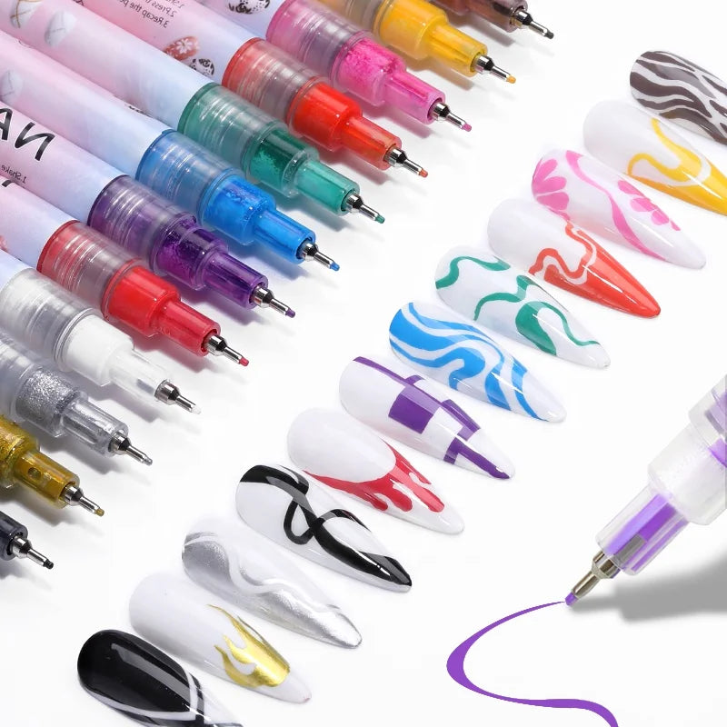 Hot Selling Nail Art Drawing Graffiti Pen Gel Pencil Plastic Waterproof Painting Liner Brush Manicure Decoration Tools