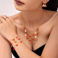 Fashion Colorful Drip Enamel Pendant Necklace 18K Gold Plated Stainless Steel Bracelet Earring Jewelry Set