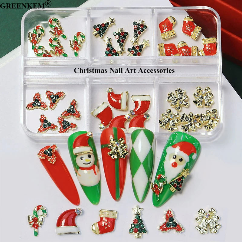 New Christmas Nail Art Accessories Rhinestone Luxury 3D Nail Art Charm Decoration Diamond Nail Rhinestones