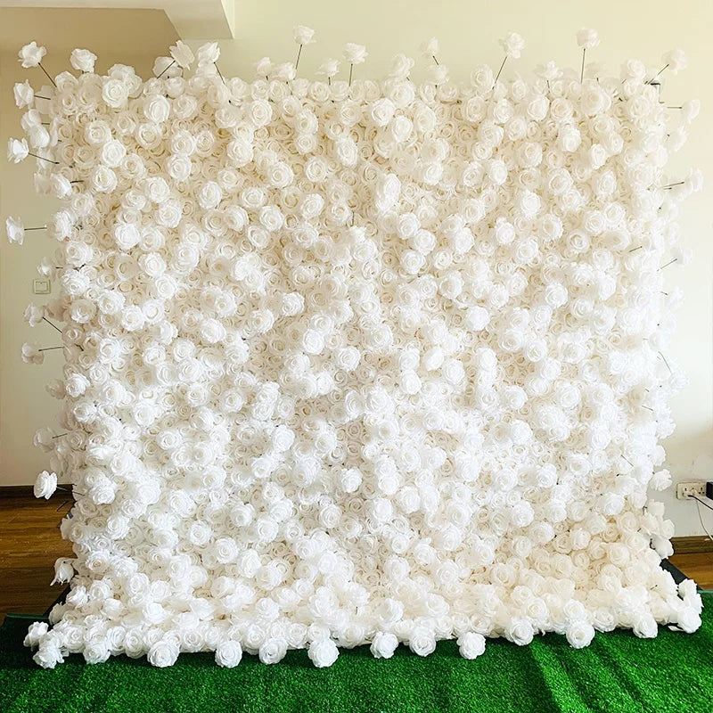 Cloth Fabric White Rose 3d Hydrangea Flower Wall Backdrop Event Stage Party Birthday Wedding Decorations Decor for Wed Event