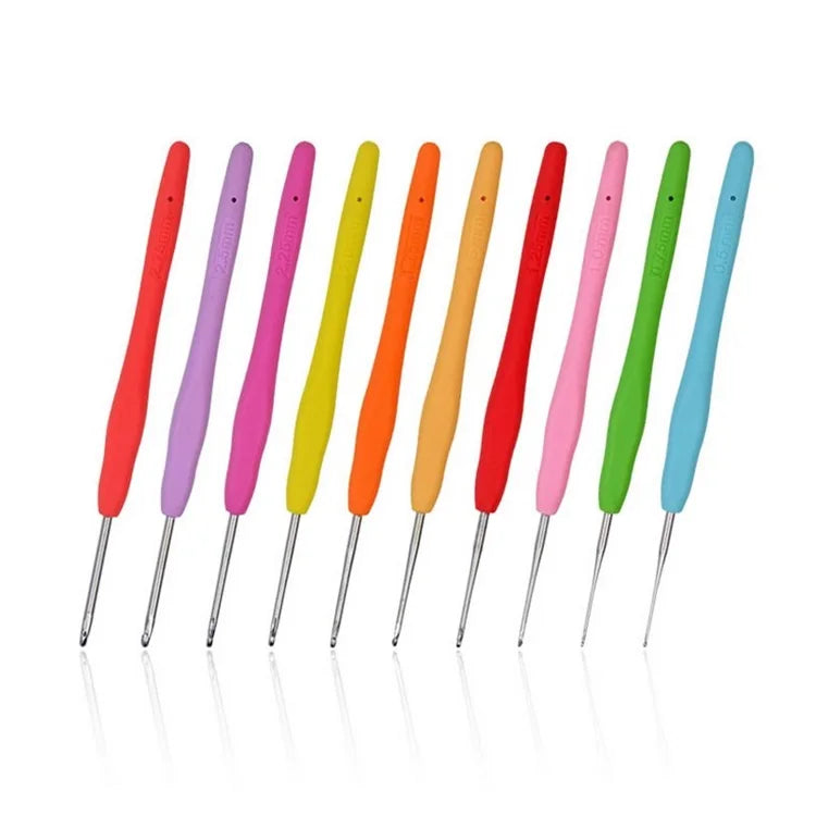 Wholesale TPR Soft Handle Aluminum Crochet Hook Set Crochet Hook Knitting Needle for DIY Craft Hand Knitting