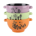 Farmhouse-Style Ceramic Bowls with Lid Mini Casserole Stoneware Souffle Dish Set Coastal Design
