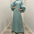 Ready to Ship Pleated Abaya Women Muslim Dress 2022 Dubai Glitter Fabric for Dresses Long Sleeve