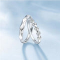 Romantic Design Silver Plated Couple Ring for Wedding Jewelry Shiny Ring Valentine's Day Gift Open Adjustable Ring