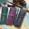 Unisex Cover Large-Capacity Retro Genuine Leather Cowhide Chic Storage Pencil Box Stationery Pen case