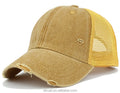 6 Panel Men  Distress Heavy Washed Vintage Summer Trucker Adjustable Cap Sports Hat Casual Mesh Hat