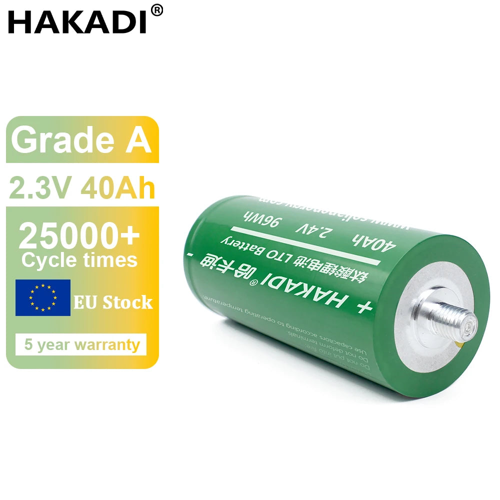 EU Stock Fast Delivery LTO 2.3V 40Ah Rechargeable Batteries Long Cycle 25000+ 20C High Rate Discharge for Car Audio DIY Solar