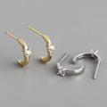 NEW 925 Sterling Silver Fashion Jewelry Earrings Circle C Shape Simplicity Zircon 18K Gold Plated Stud Hoop Earrings Women