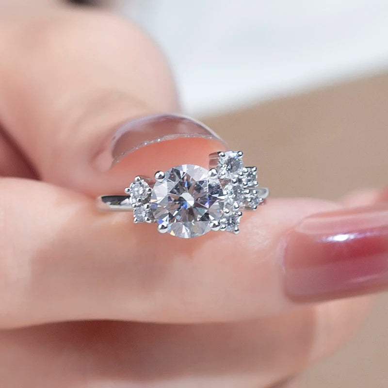 MSR-1163 Wedding Ring Set 14k Gold 1.8ct D VS1 Round Cut Lab Grown Diamond Engagement Ring