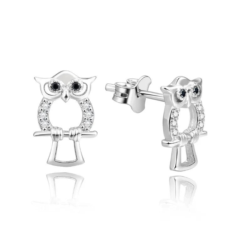925 Sterling Silver Owl Animal Wholesale Statement Dainty Stud Earrings