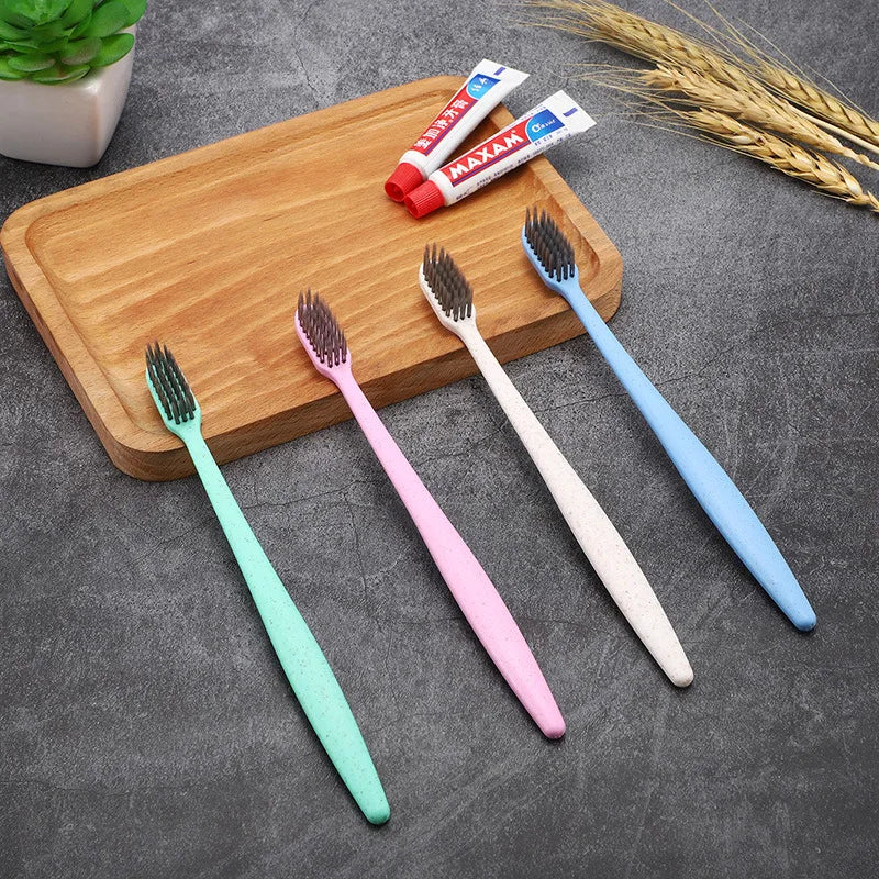 Wheat Straw Bamboo Charcoal Soft Bristles Toothbrush Portable Travel Adult ultra Fine Quality Small Head Toothbrush
