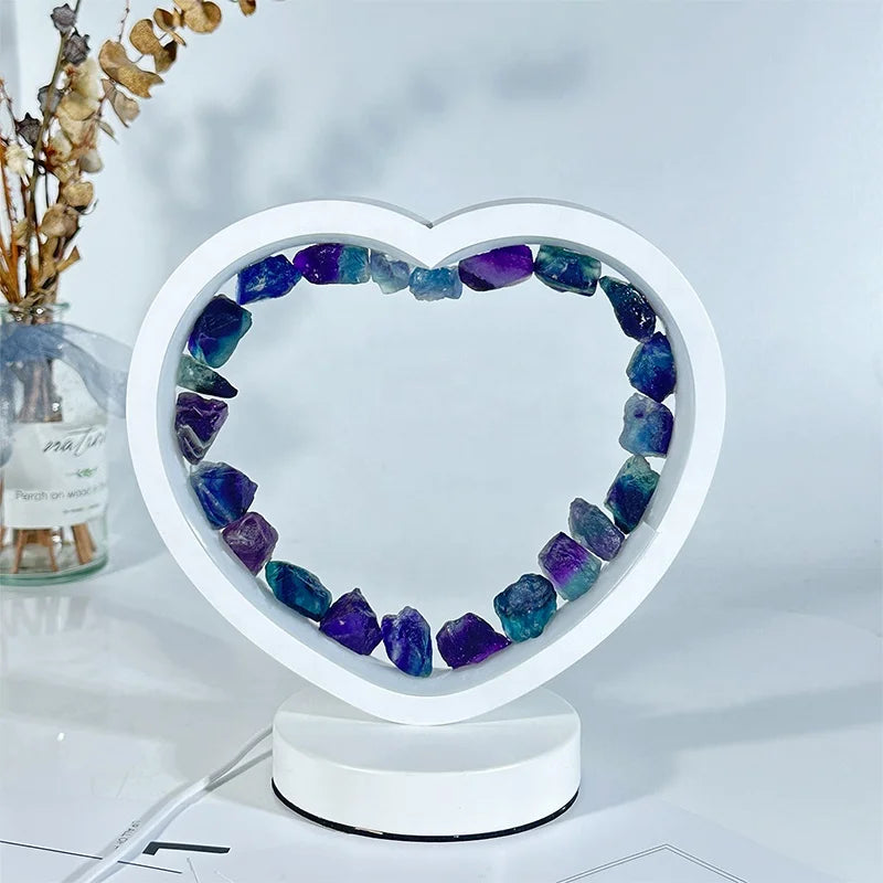 Wholesale Natural Amethyst Crystal Lamp Heart Shape Healing Stone Night Light for Home Decor Other Crystal Crafts