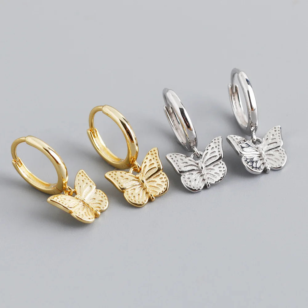 New Unique Design S925 Sterling Silver 925 Silver Butterfly Charm Earrings for Women EH1367