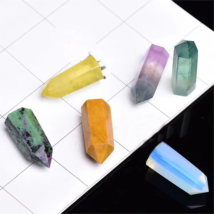 Healing Hexagon Single-Point Wand Polished Tumbled Stones Tower for Home Decor Crystal Wand with Feng Shui Love Element