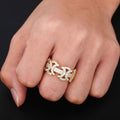 Luxury Micro Paved Lab Created CZ Crystal Bow Knot Rings Hip Hop Bling Iced Daily Wear Brass Gold Plated Jewelry Women Men