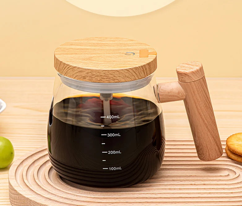 400ML Portable Rotating Stirring Electric Milk Coffee  Glass Water Cup Automatic Stirring Coffee Cup Glass Cup With Handle