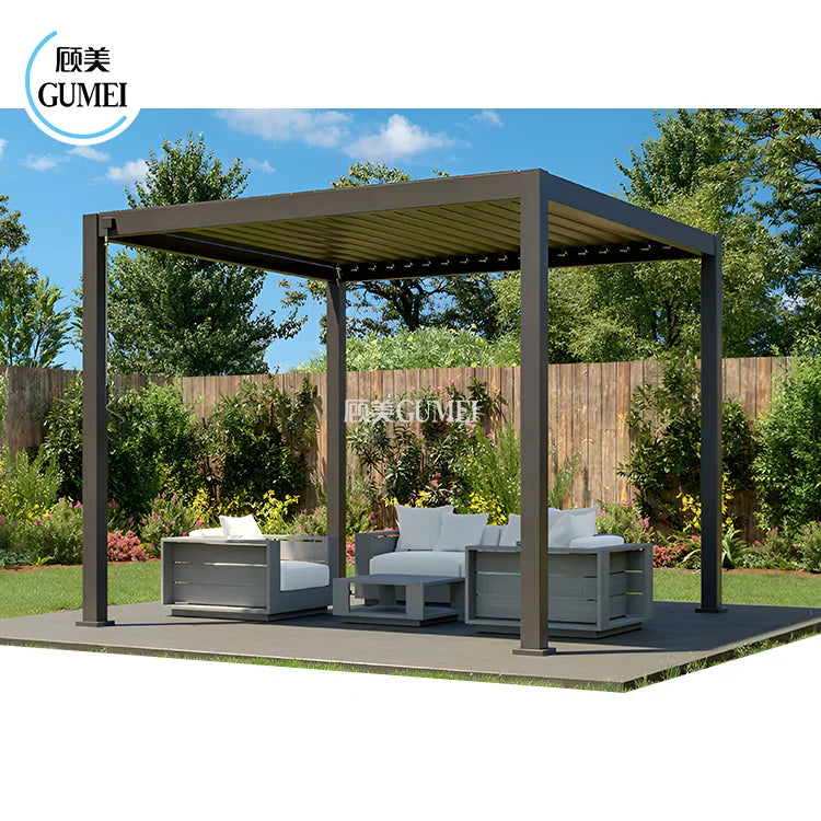 Waterproof Louver Retractable Adjustable Roof Gazebos Garden Bioclimatic Pergola Canopy Aluminum Outdoor Pergola
