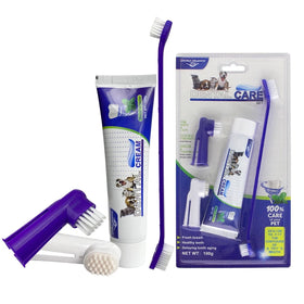 Factory Wholesale Blister Card Packaging 4 in 1 Cat Dental Care Kit Pet Fingerbrush Toothpaste Dog Toothbrush