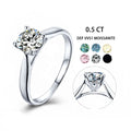 Factory Direct Supplying 925 Silver 4 Prong Round 0.5ct Moissanite Engagement Solitaire Ring Jewelry for Wedding