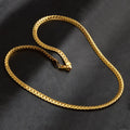 Wholesale 16-24inch Eco-friendly Brass Chain Necklace Men Fashion 5mm Thick 18K Gold Plated Flat Lateral Chain Necklace for Boys