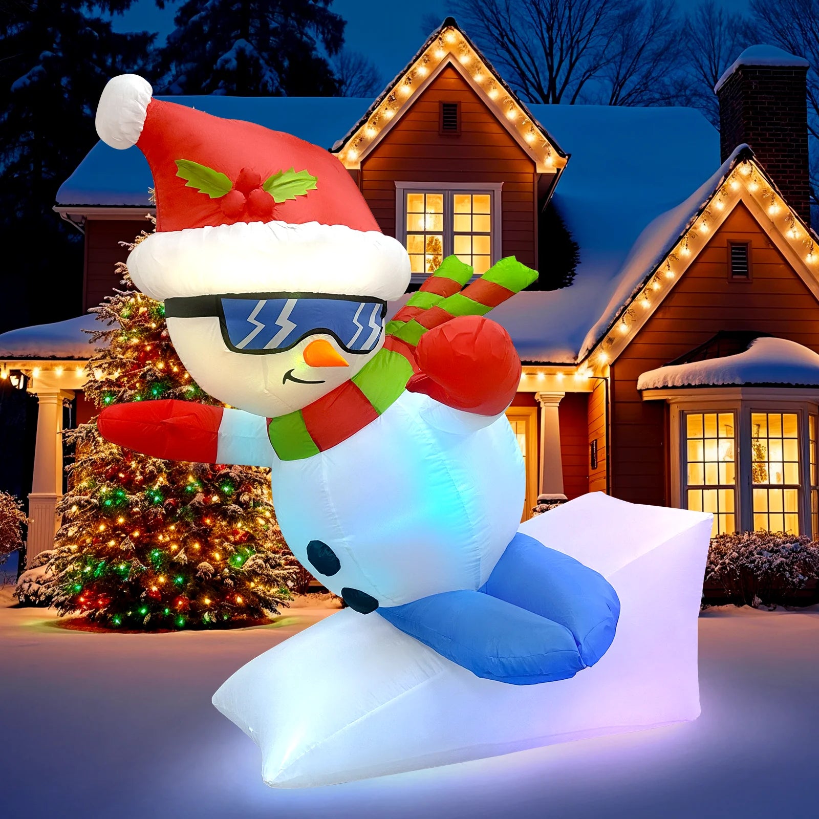 OurWarm Custom Christmas Inflatable Snowman Snowboard Outdoor Yard Decoration Party Decoration