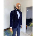Luxury Men Suits 2 Pieces Dark Velvet Blazer Pants 2 Pieces Set Suits Pants One Button Shawl Lapel Man Wedding Prom Party Tuxedo