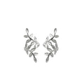 925 Sterling Silver Leaves Clip on Earrings Ear Cuff for Women Girl Lady Without Piercing Earring Jewelry