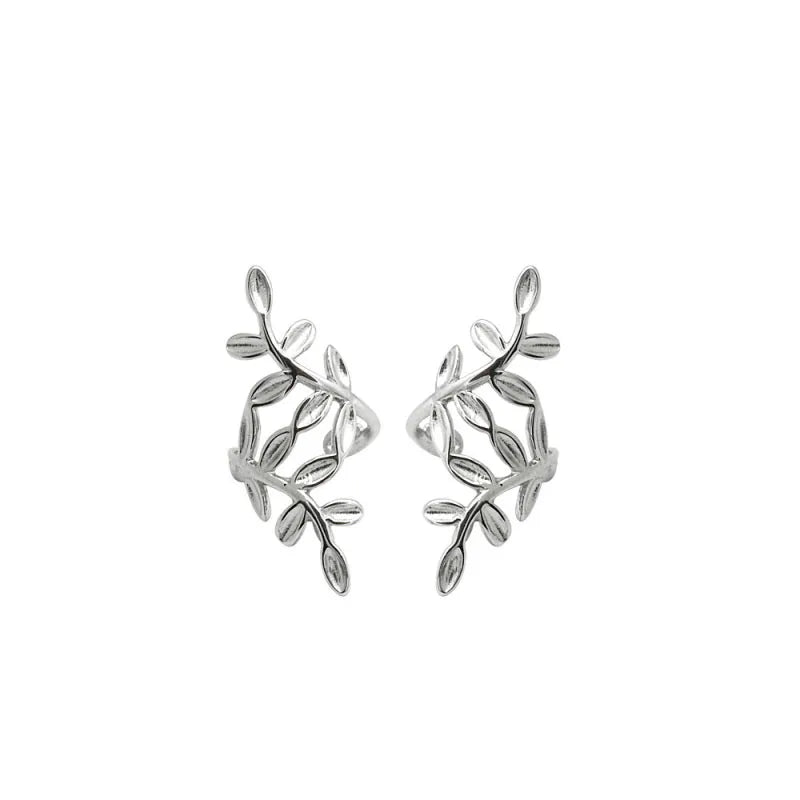 925 Sterling Silver Leaves Clip on Earrings Ear Cuff for Women Girl Lady Without Piercing Earring Jewelry