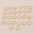 TongLing Stackable Alphabet Rings with Adjustable Zircon Stainless Steel Initial Letter Ring for Women Girl Bridesmaid Gift
