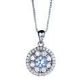 Fine Jewelry 925 Sterling Silver Eye Circle Necklace Nano Sky Blue Zircon Topaz Pendant Box Chain Necklace for Girl Women