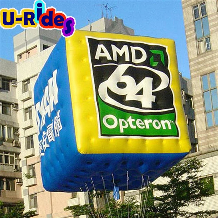 Custom Balloon Outdoor Floating Inflatable Cube Advertising Hot air Giant 0.18mm PVC Material U-RIDES Brand for Sale